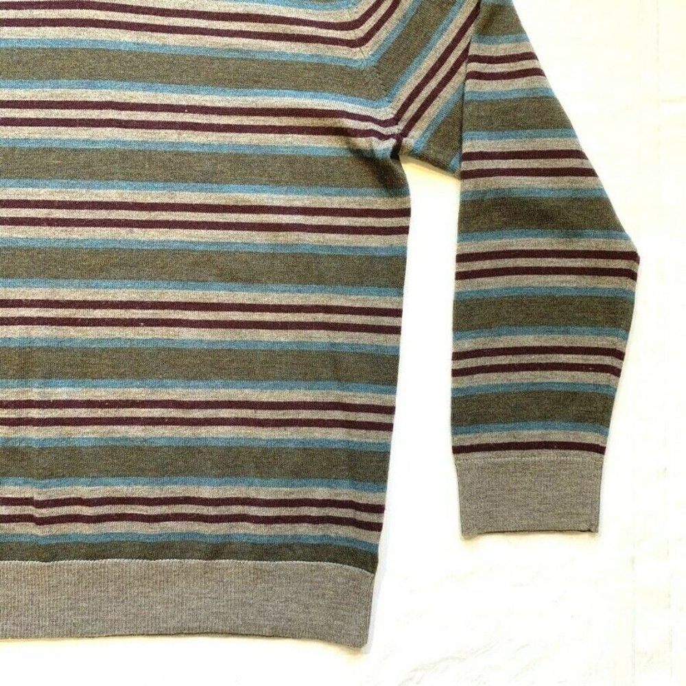 NEW Banana‎ Republic Italian 100% Merino Wool Sweater Pullover Striped V Neck XL - Picture 6 of 12